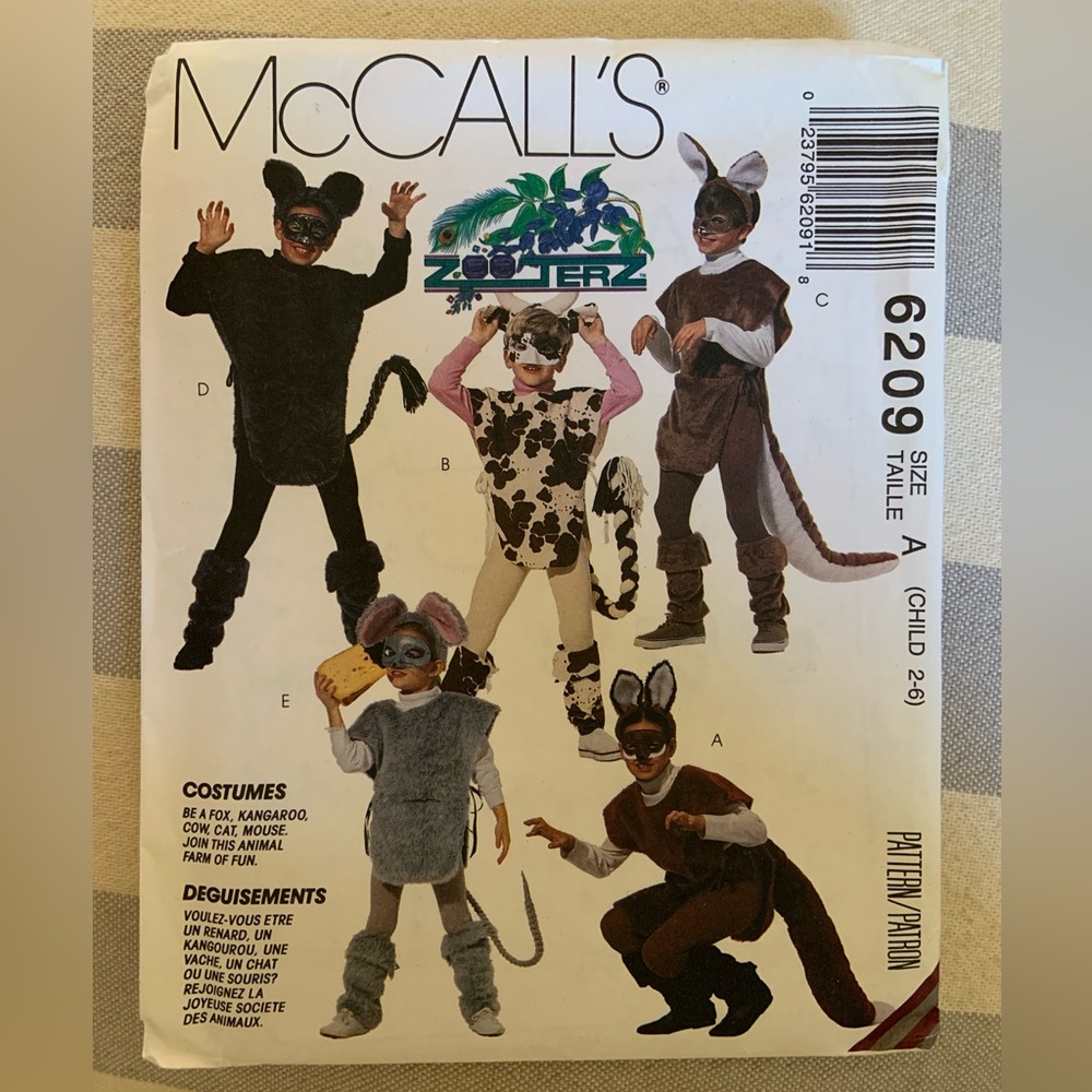 1990s Mc Calls Halloween Costume Sewing Pattern